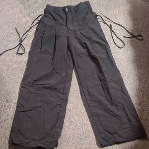 Never Worn. Grey Wide Leg Side Tie, High Waist Pants, Small, Lightweight